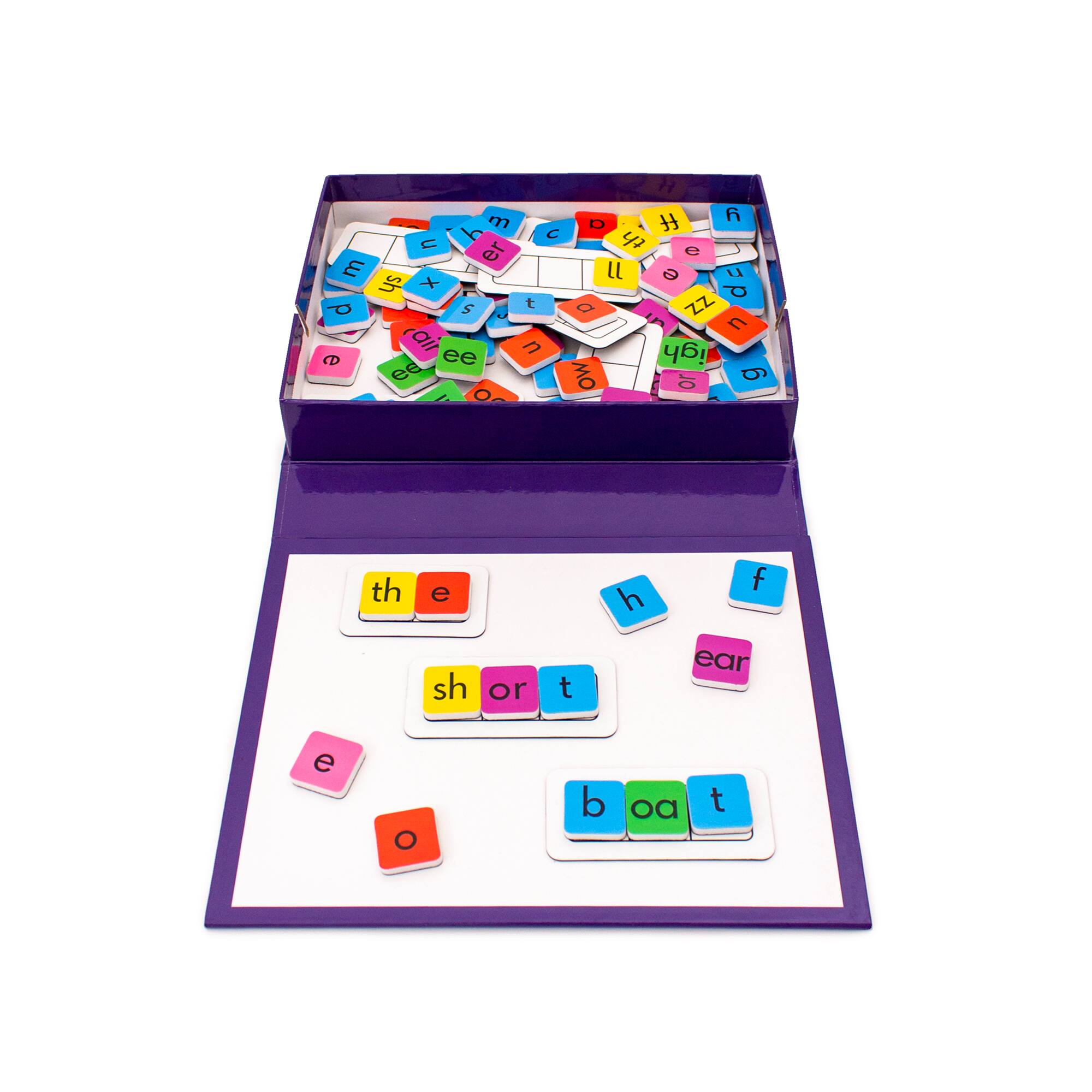 Junior Learning® Rainbow Phonics Tiles with Built-In Magnetic Board Educational Learning Set